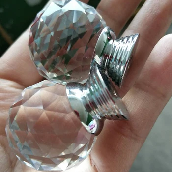 

Acrylic Door Knobs Plastic Cupboard Wardrobe 6Pcs Crystal Diamond Glass