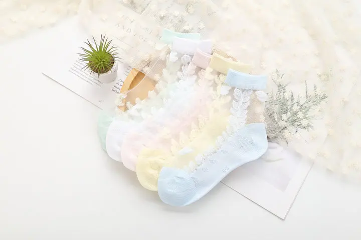 Новые стильные летние красивые шелковые чулки с кристаллами для девочек прозрачные тонкие носки для детей 2-12 лет