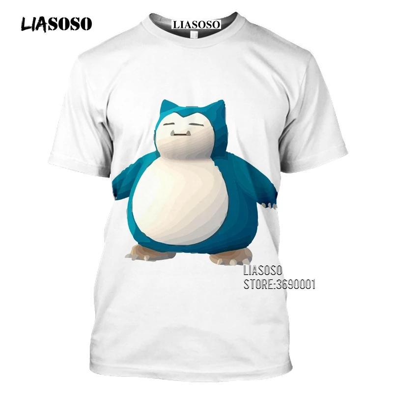 Japan Cartoon Snorlax T shirts Men 3D Print Kawaii Pokemon Tshirt Summer Casual Harajuku Shirt Fitness Hip Hop Tops Streetwear (7)
