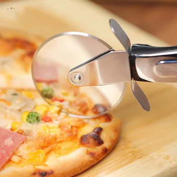 

Stainless Steel Pizza Single Wheel Cut Tools Double Round Household Pizza Knife Cake Tools Wheel Use for Waffle Cookies