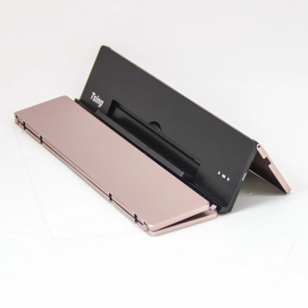 F18 Ultrathin Wireless Bluetooth 3.0 Keyboard Aluminium Alloy Foldable Keyboard Stand For Smartphone Bluetooth Keyboard