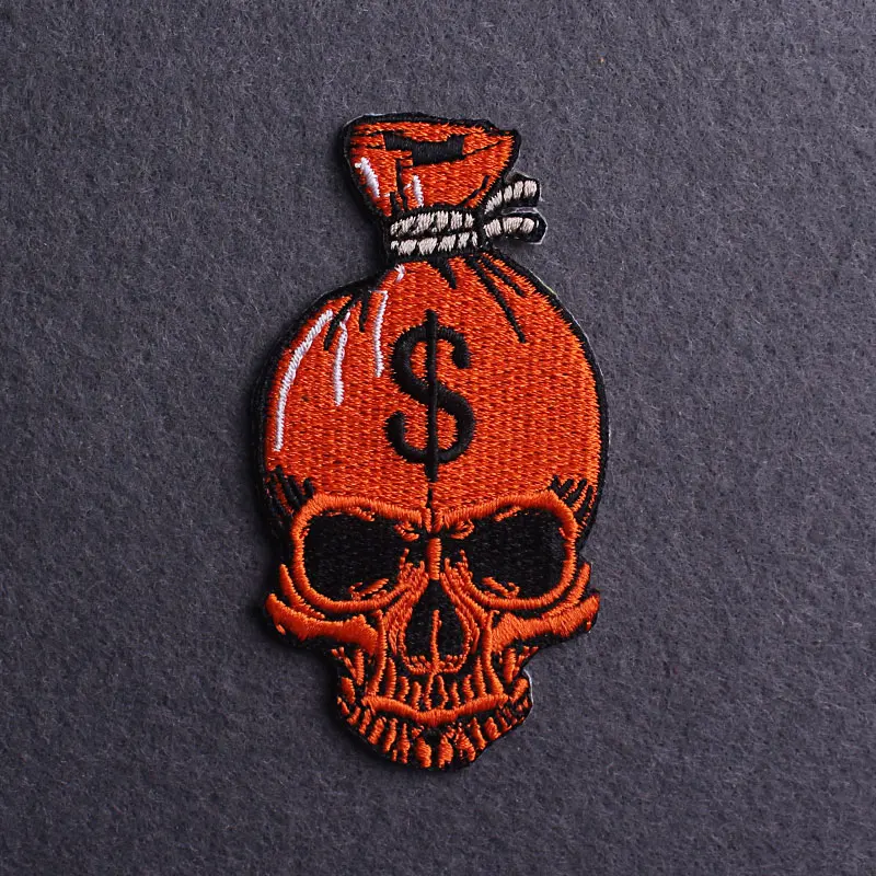 

Money Skull Patch Skeleton Sewing Stripe Patch Iron On Patches On Clothes Diy Embroidered Patches For Clothing Applique Stripe