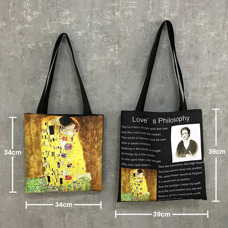 Van Gogh Cafe In Arles / Starry Night / Sunflower Oil Painting Women Handbag Ladies Portable Tote Bags Fashion Shopping Bag Gift