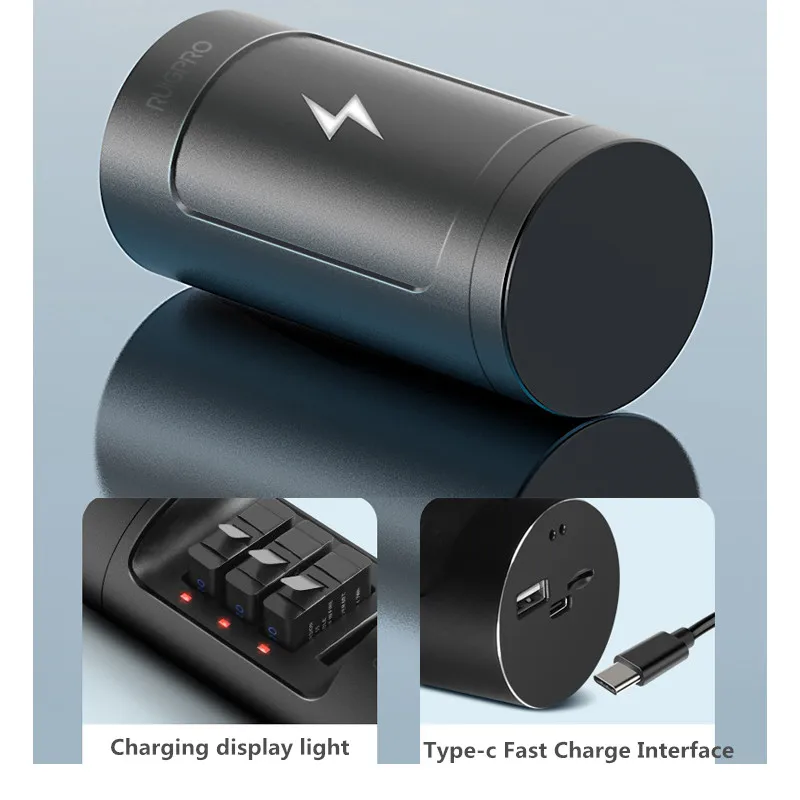Три порта USB зарядное устройство батарея беспроводная зарядка TF карта коробка для хранения для Gopro Hero 8 7 6 5 черный аккумулятор для экшн камеры