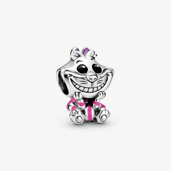 

2020 Brand New S925 Sterling Silver Beads Alice in Wonderland Cheshire Cat Charms fit Original Pandora Bracelets DIY Jewelry