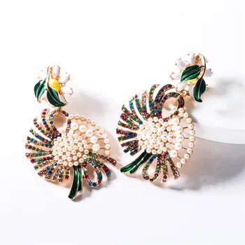 

Flower Acrylic Earrings Za 2019 Epoxy Bohemian Alloy Bling Dangle Earring Women's Elegant Stylish Party Street Female Wild Gift