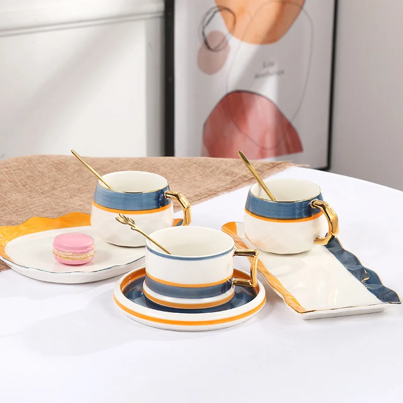 

European and American style afternoon tea tableware set coffee cup and saucer office simple coffee cup set arabic coffee set
