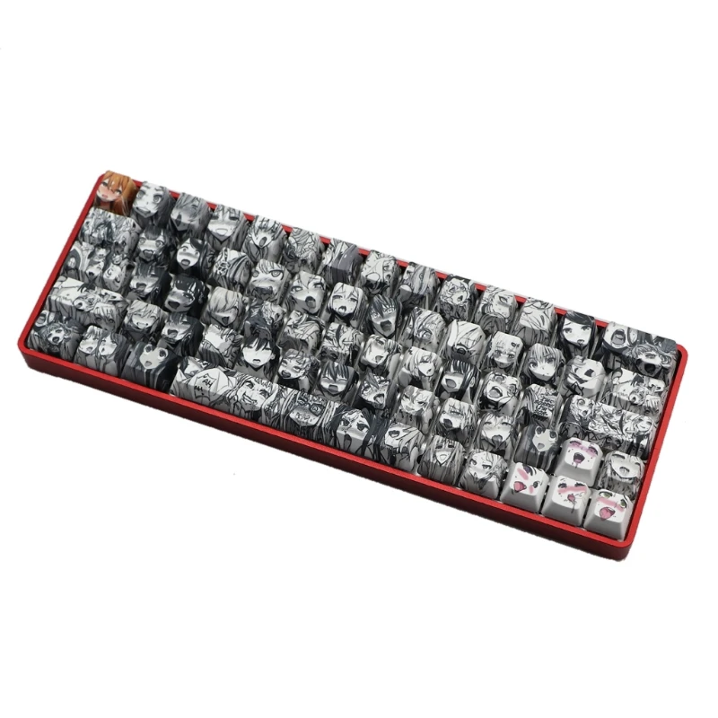 

PBT 71 key Ahegao Keycap Dye Sublimation OEM Anime for GK61 GK64 Keyboard Keycap E65C