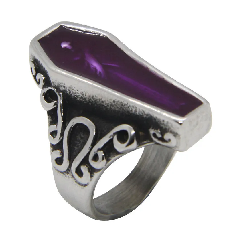 316L Stainless Steel Purple Coffin Mummy Ring Size 7-13 Punk Ring stainless steel ring,finger ring