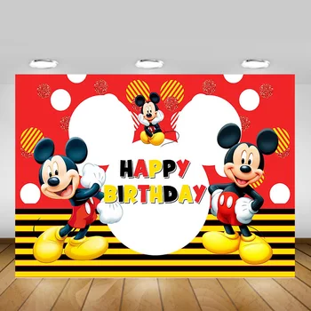 

Photography Backdrop Mickey Mouse Birthday Party Dessert Table Background for Children Photo Studio Photocall Supplies Props