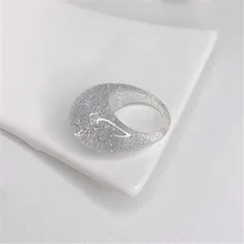  HUANZHI 2021 New Colorful Transparent Flower Acrylic Resin Beads Geometric Irregular Rings for Women Girls Party Jewelry Gifts 