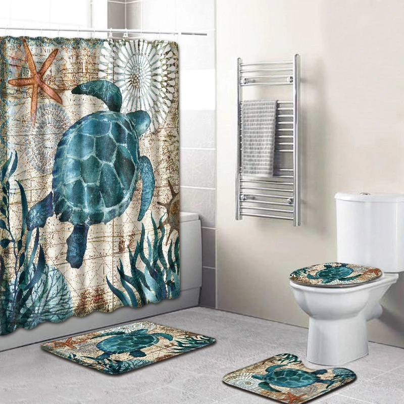 Home& Living Non-slip Bathroom Floor Mat Cover Rug Shower Curtain Accessories