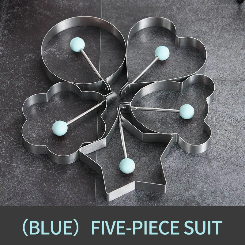 Blue 5 Pcs VandHome 5 шт./компл. горячая Распродажа милый блинница Нержавеющая сталь Яйцо Блин формы Кухня яйцо Плита инструменты для жарки яиц пресс-формы - Цвет: Blue 5 Pcs
