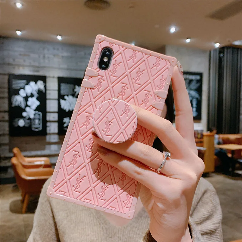 

Luxury square pink English alphabet pattern phone caseFor iPhone 11 Pro X XS MAX XR 6 7 8 Plus For Samsung S9 S10 Note9 Cover