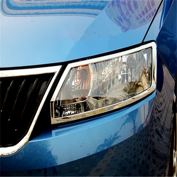 

WELKINRY car cvoer for Skoda Rapid NH3 & Rapid Spaceback NH1 2012 2013 2014 2015 2016 2017 ABS chrome front head lamp light trim
