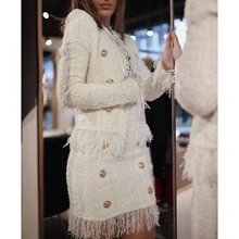 HIGH STREET/Новинка, осенне-зимняя Дизайнерская куртка в стиле барокко, Женская шерстяная куртка с кисточками и пуговицами льва, твидовая куртка, пальто