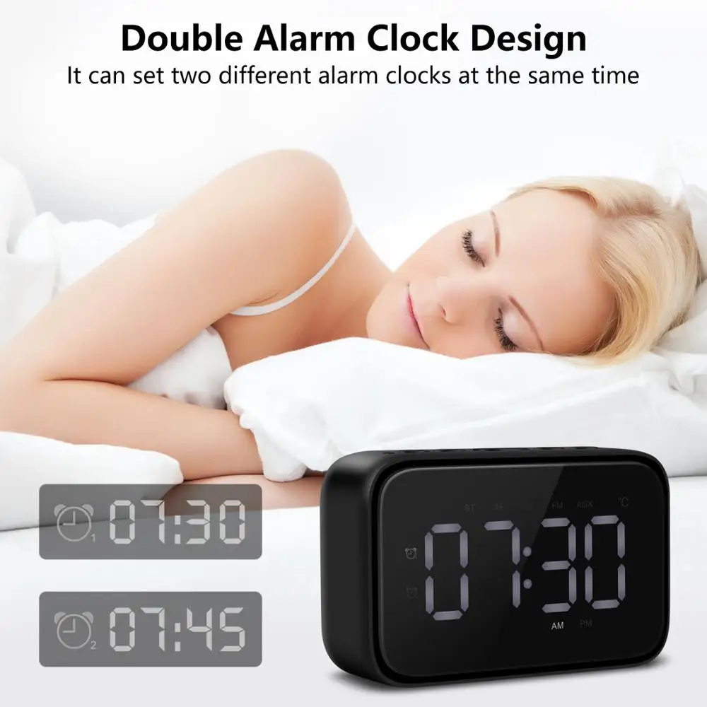 Skup MISFUN LED cyfrowy wyświetlacz bezprzewodowy głośnik Bluetooth budzik 12W przenośny subwoofer stereo głośnik hifi