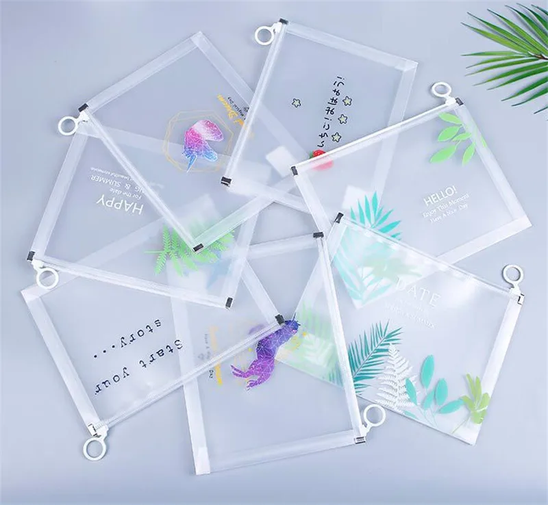 NoEnName 4Pcs A4 A5 Clear Document Bag Pouch Zipper File Storage Waterproof Stationery Case