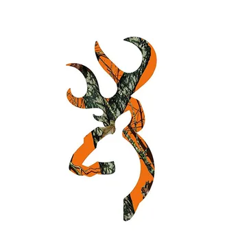 

13cm x 7cm Browning Style Buck Realtree Orange Camo Camouflage Hunting Car Sticker Orange Vinyl Decal