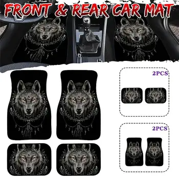 

Universal Car Floor Mats Wolf 3D Printing Auto Car Floor Mats Set Auto Interior Styling Non Slip Front Car Carpet Covers