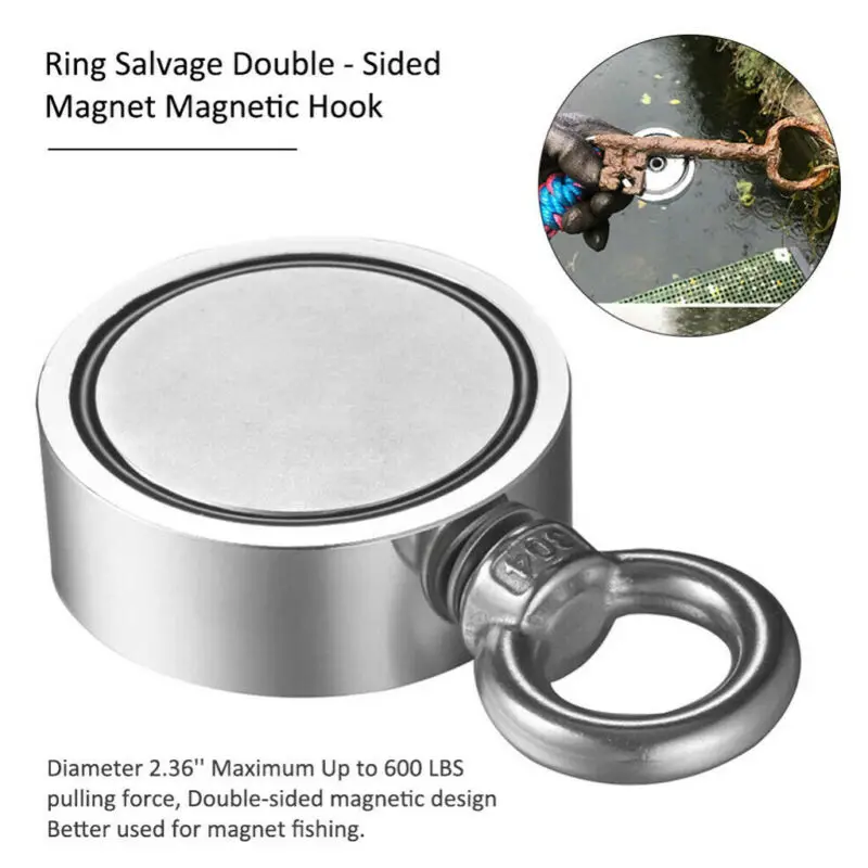 Double-Sided Super Strong Neodymium Magnet Fishing Magnet Detector Kit Round 