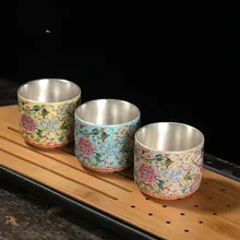 Цзиндэчжэнь эмалированная керамическая чайная чашка эскиз чашка Серебряная чашка Стерлинговое серебро 999 чайная чашка кунг-фу Мастер чашка одна чашка