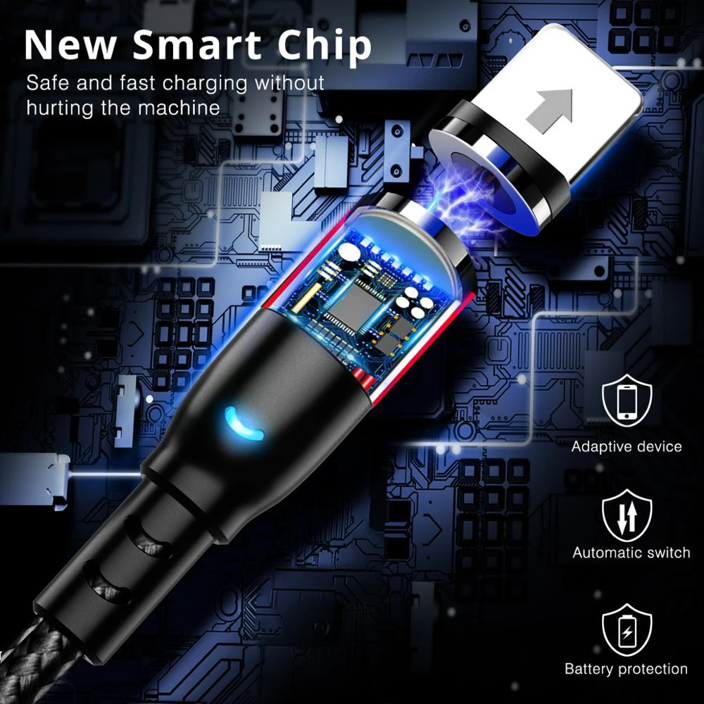 Магнитный кабель Micro USB Type C 2 4 А для iPhone 11 Xiaomi Android Быстрая зарядка зарядный провод