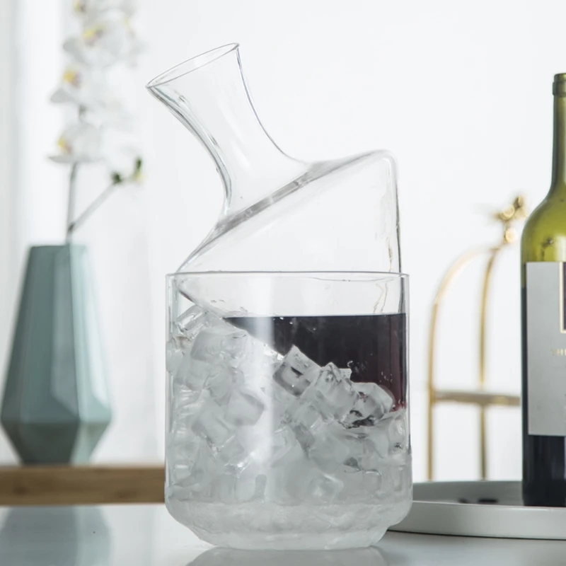 Glass Wine Decanter Creative Ice Bucket Ice Jug Wine Set Home Bar Supplies Whiskey Bottle Decanter Jug Pourer Aerator