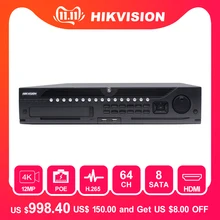 Hikvision профессиональная 64-канальная система видеонаблюдения DS-9664NI-I8 Встроенный 4K 64 CH NVR до 12 мегапикселей разрешение 8 SATA 2 HDMI