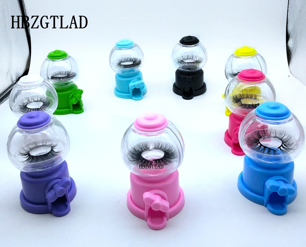 

NEW 20pcs Empty Eyelashes Packaging Candy machine Shape Lash Box Design for 25MM Strip Lashes 3D Mink Lashes Box Vendor