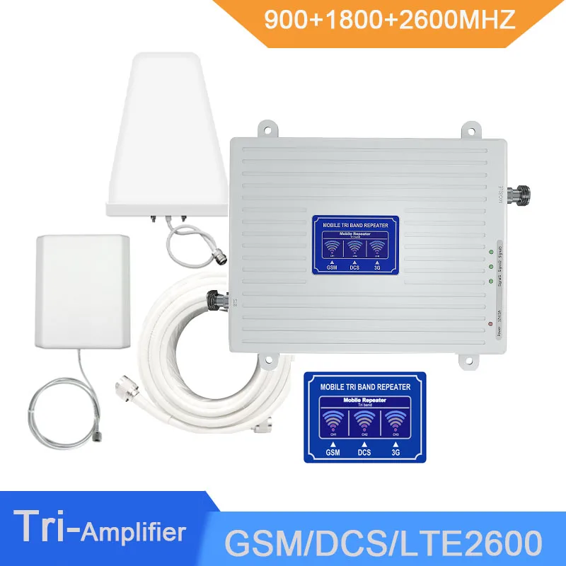 

LCD display Cellular Signal Amplifier Tri band GSM/DCS/2600LTE signal Repeater 70dB Cell phone signal Booster Panel+LDPA Antenna