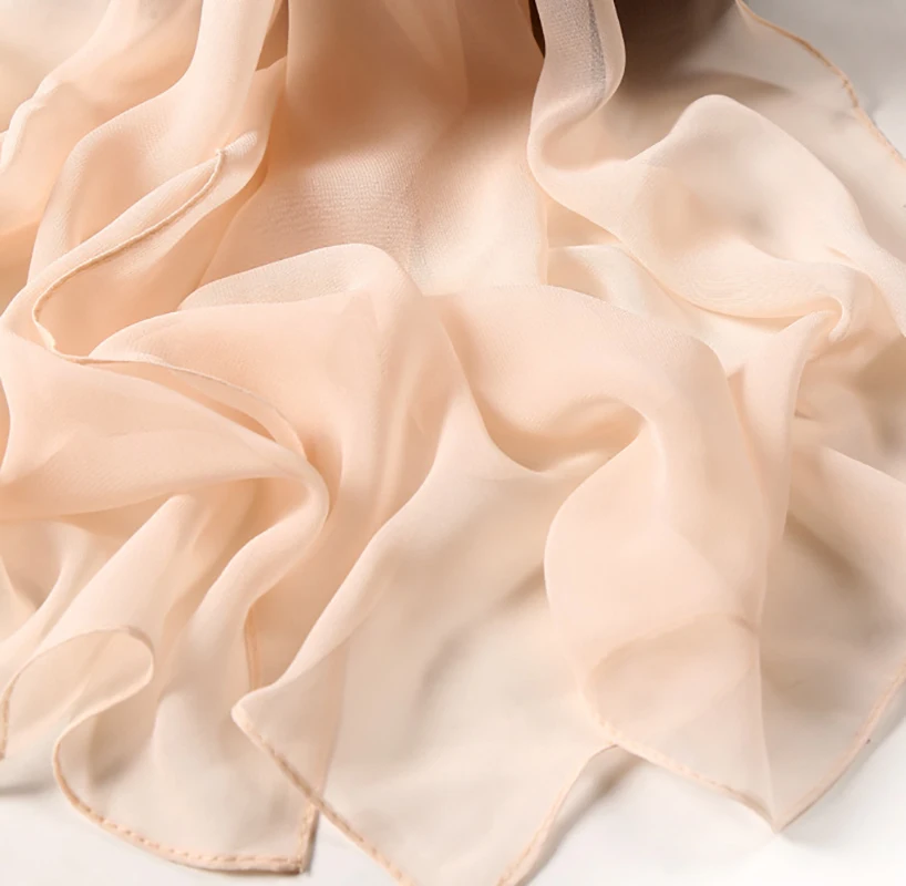 Chiffon Scarves Spring Summer Silk Scarf Fashion Women Solid Color Long Soft Wrap Bandana Muslim Shawl Beach Sunscreen Hijab 6