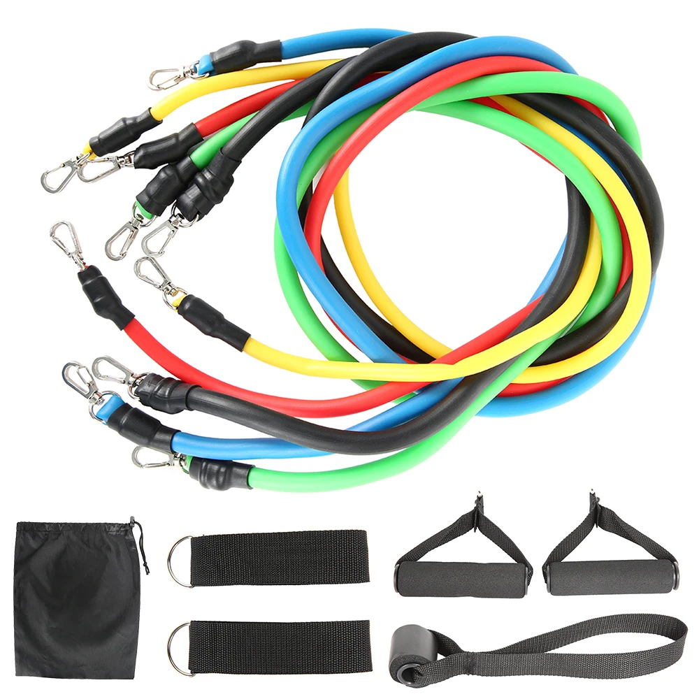 

11pcs/ Set Pull Rope Latex Fitness Exercises Resistance Bands Elastic Exercises Body Fitness Workout Strength Gym Equipment