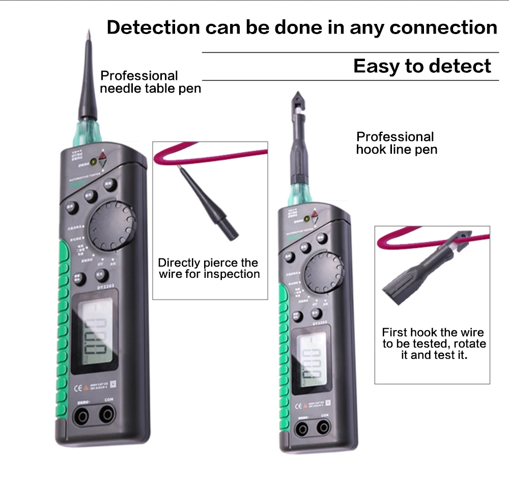 DUOYI DY2203 Automotive Digital Tester Car Circuit Tester Circuit Logic Level Aging Continuity Test Breaker Finder