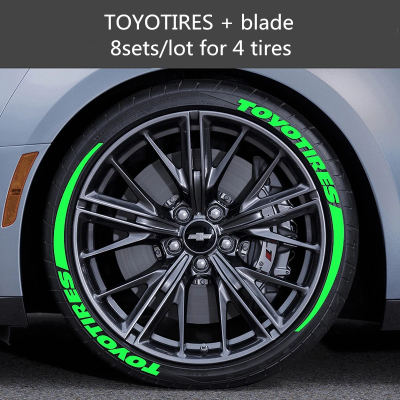 Универсальный стикер для шин s для автомобилей, авто, мотоциклов, резиновая наклейка, тюнинг автомобилей, наклейки, 3D логотип, Стайлинг, наклейки на колеса, высота 2,7 см - Название цвета: green 8toyotire8b
