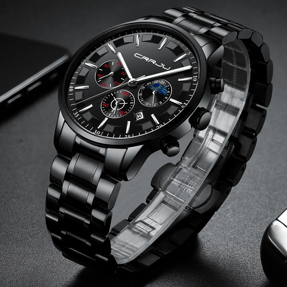 

Crrju ka jun 2260 New Style Sports-Style Business Six-pin Multi-functional Timing Waterproof MEN'S Quartz Watch