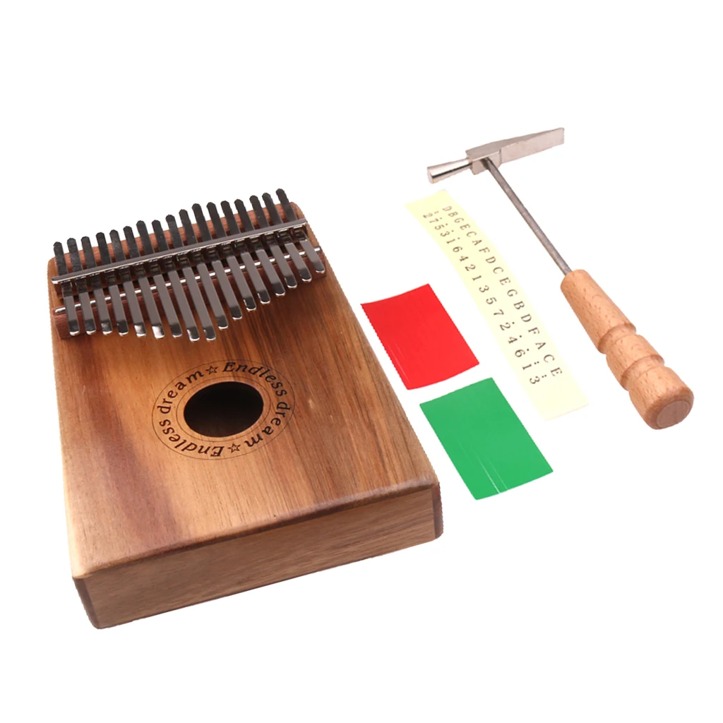 

17 Key Kalimba Thumb Piano Finger Percussion with Tuner Note Sticker Storage Bag