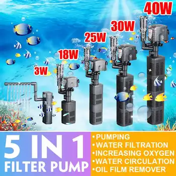 

5-In-1 Aquarium Filter Pump Fish Tank Submersible Air Oxygen Pump Spray Flow Internal Filter Water Pump 3W/18W/25W/30W/40W
