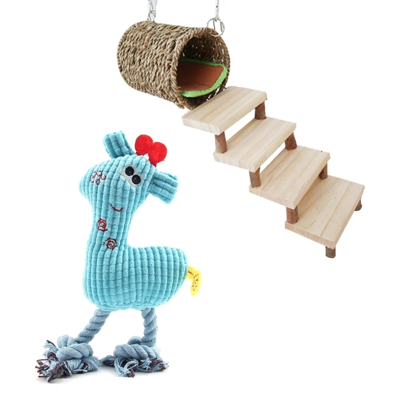 Squeaker Squeaky Soft Plush Play Sound Toys with Hamster Tunnel Bed Climbing Ladder Cage Playground Chew | Дом и сад