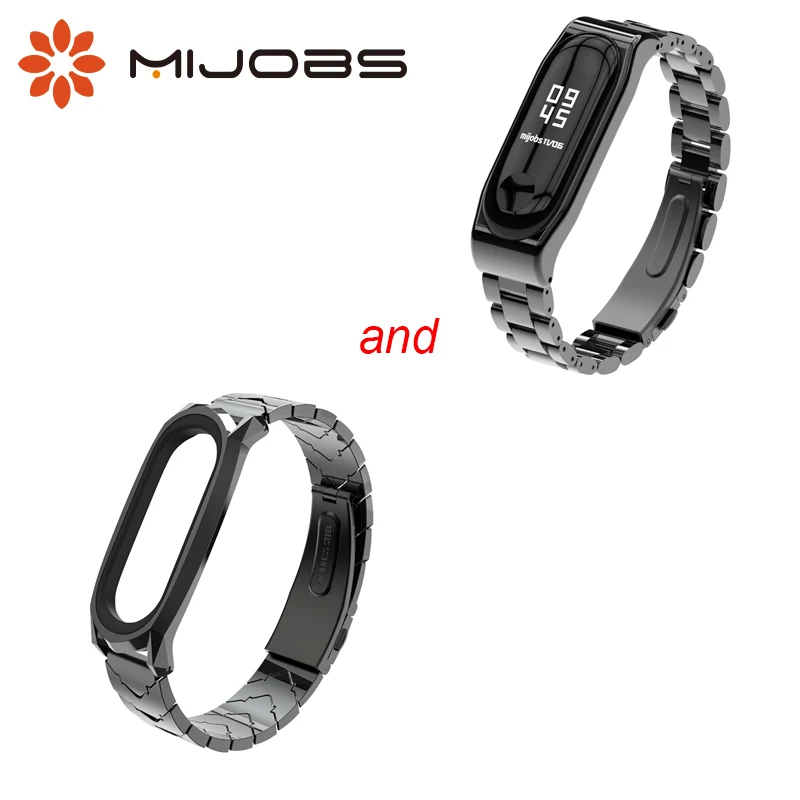 2 шт./компл. Mijobs Mi Band 3/4 металлический ремешок для Xiaomi 3 4 браслет Смарт часы из