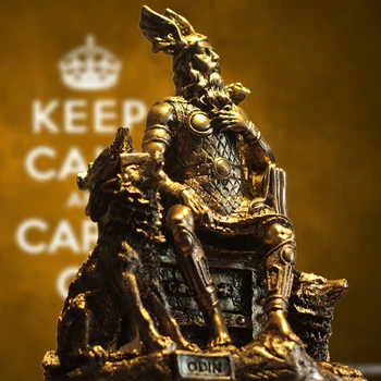 

Antique Odin Statue Figure Decoration Art and Craft Ornament Accessories Handmade Resin North Europe Myth Warrior God Character