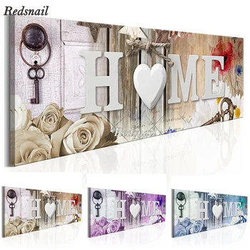 

large "Sweet Home Heart and Flowers" DIY Diamond Painting Full rhinestone Mosaic 5D Diamond Embroidery Wedding decoration YG1366