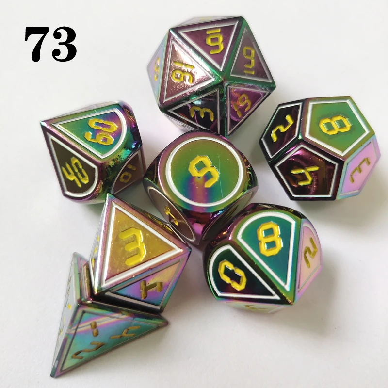 Двухцветные металлические кости 7-piece подземелье и дракон RPGMTC настольная игра D4 D6 D8 D10 D12 D20 - Цвет: 73