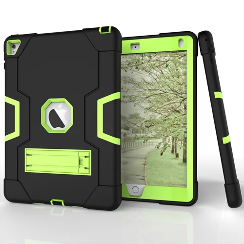 black green Бронированный Чехол для iPad Air 2 iPad 6, детский безопасный сверхмощный силиконовый чехол с прочной подставкой для iPad Pro 9,7 дюйма чехол для планшета+ ручка - Цвет: black green