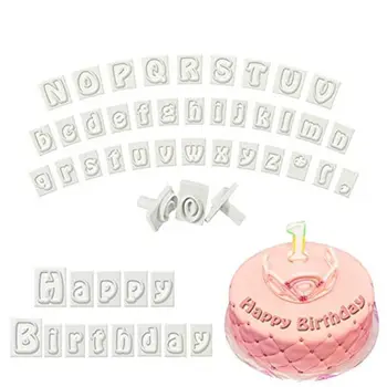 

64 Pieces Plastic Alphabet Cookie Cutter Set Fondant Cutters Mold Upper and Lower Case Art Deco Number Letter Stamps