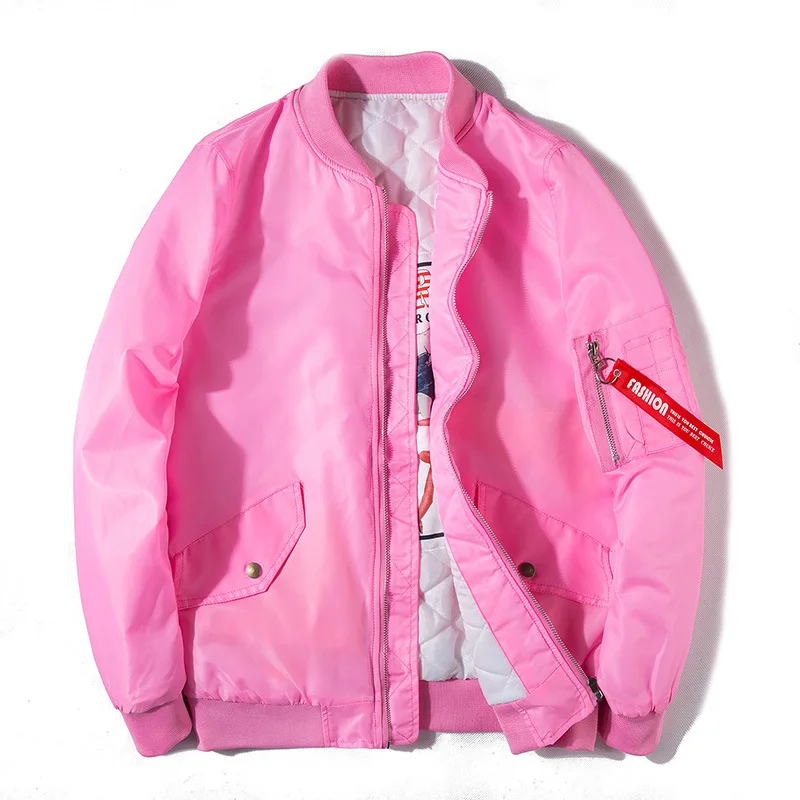

Nice Autumn Spring Men Visual Pink Jackets Fashion Letter Thick Jacket Leisure Mens Outwears Solid Coats