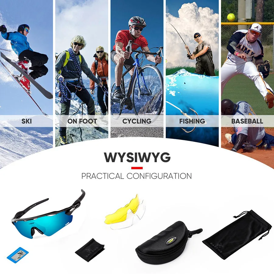 BATFOX, поляризационные велосипедные очки, УФ Защита от солнца, очки для горного велосипеда, 3 линзы, уличные спортивные солнцезащитные очки, очки для верховой езды