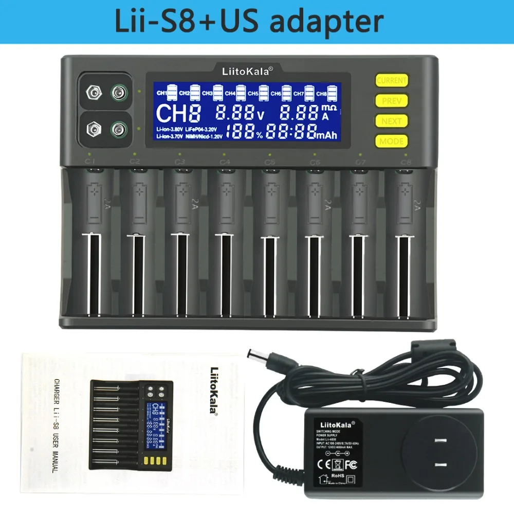 lithium battery chargers LiitoKala Lii-PD4 Lii-PL4 lii-S2 lii-S4 lii-402 lii-202 lii-S8 lii-S6 battery Charger  18650 26650 21700 lithium NiMH battery smart hand ring watch charger