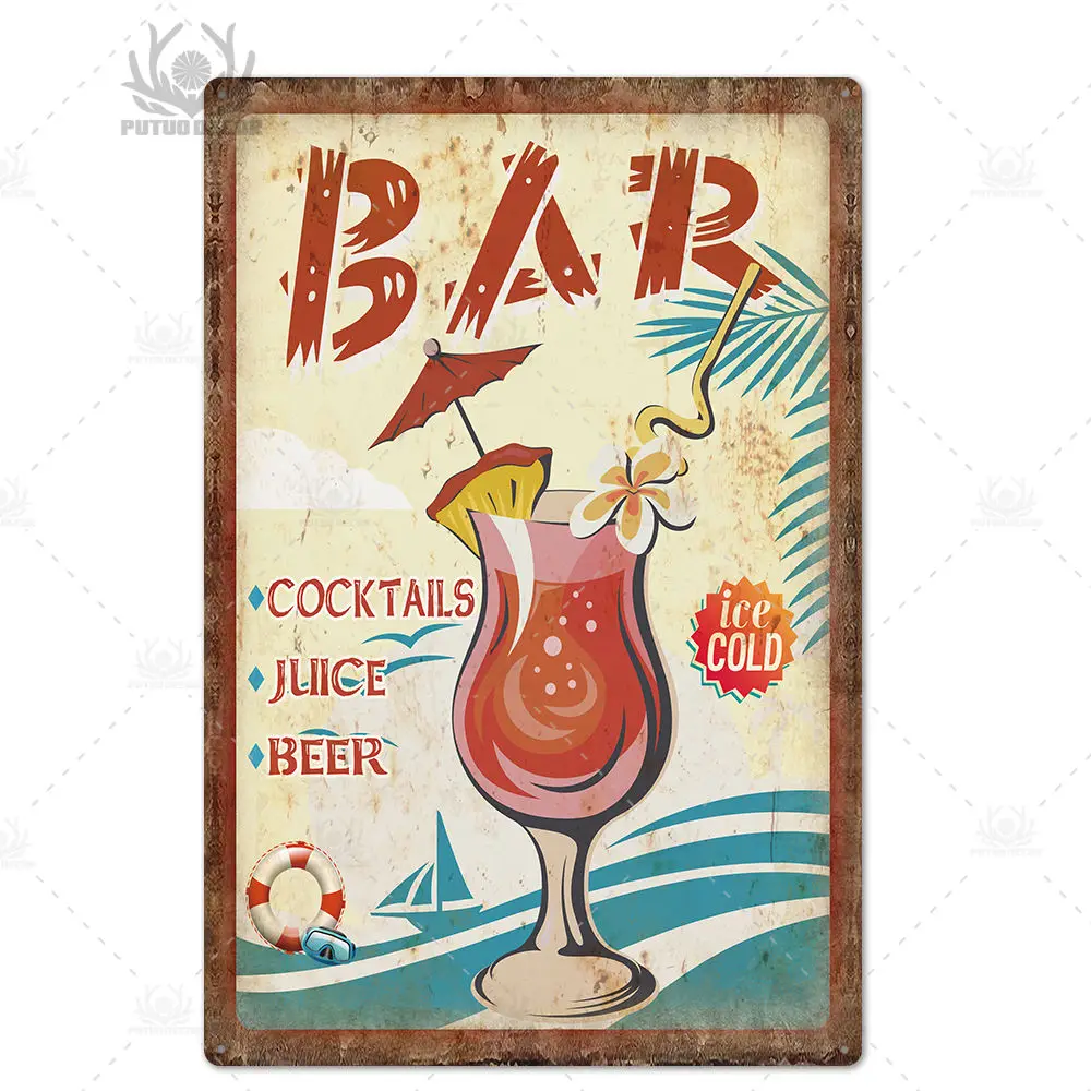 TH0453 Tiki бар Настенный декор металлический знак табличка Металл Лето Tiki знак металлическая пластина для Tiki бар пляж Бар Декоративная железная живопись - Цвет: TH0453