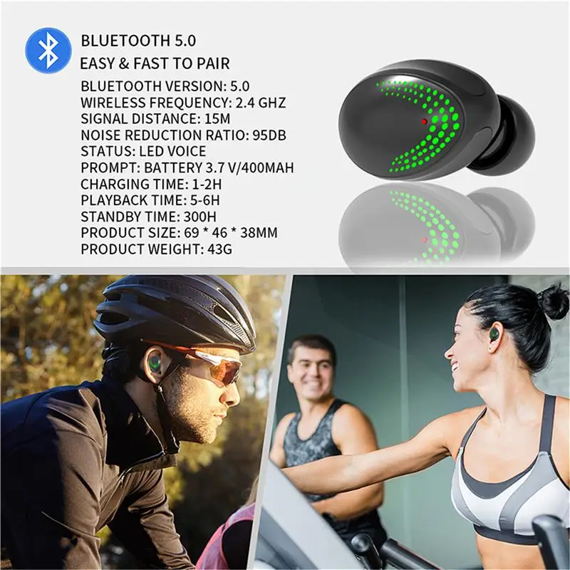 K1 TWS Bluetooth 5.0 Earphones Charging Box Wireless Headphone 9D Stereo Sports Waterproof Earbuds Headsets With Microphone